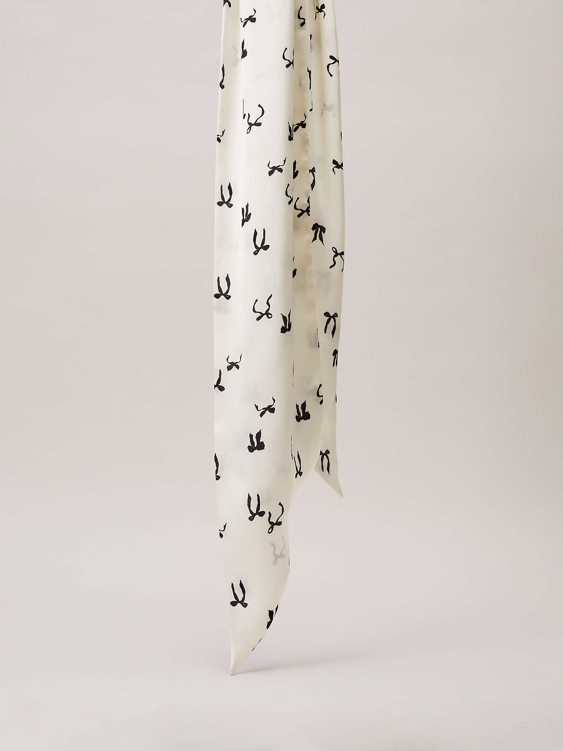 Buy Phase Eight Bow Print Skinny Scarf, Black/Ivory Online at johnlewis.com