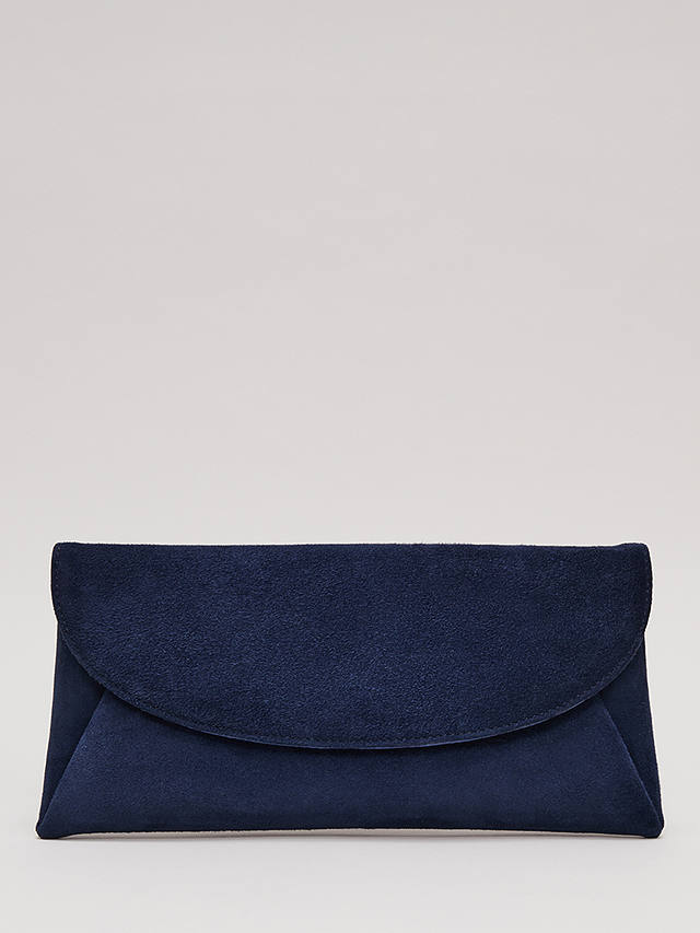 Phase Eight Suede Clutch Bag, Navy