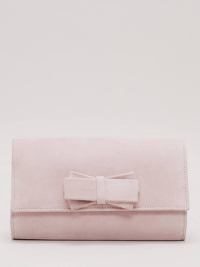 Phase Eight Bow Detail Clutch Bag, Pale Pink