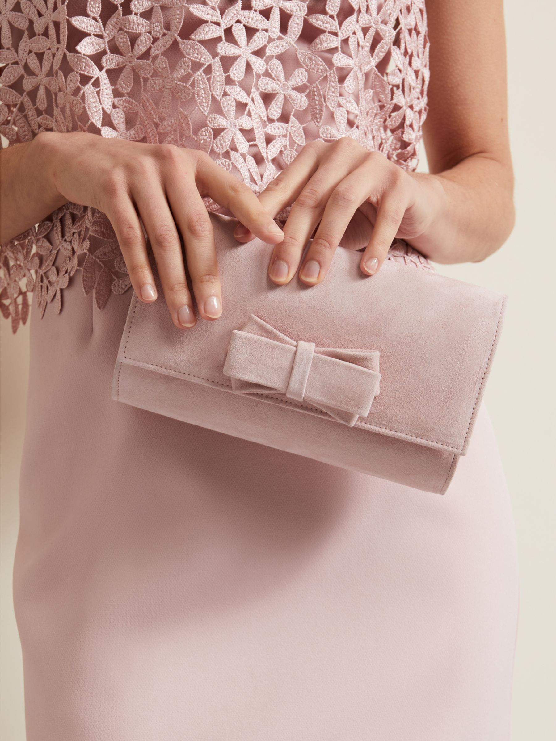 Buy Phase Eight Bow Detail Clutch Bag, Pale Pink Online at johnlewis.com