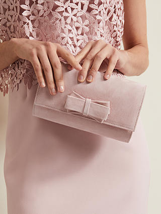 Phase Eight Bow Detail Clutch Bag, Pale Pink