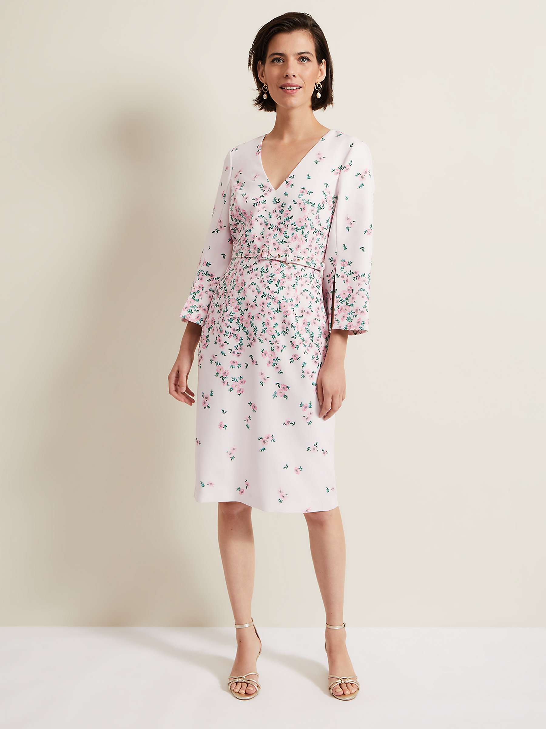 Buy Phase Eight Giovanna Floral Belted Dress, Pink/Multi Online at johnlewis.com