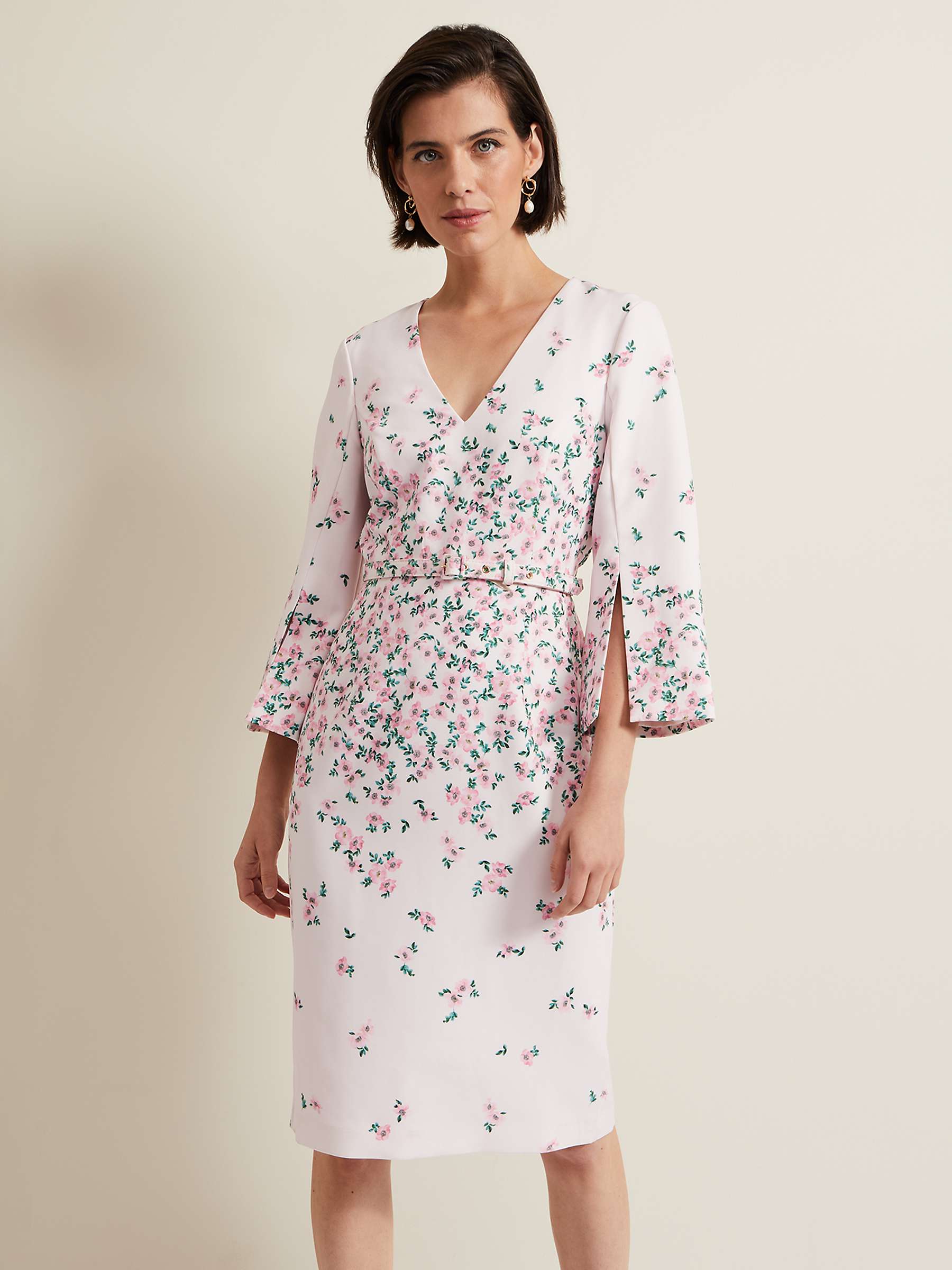 Buy Phase Eight Giovanna Floral Belted Dress, Pink/Multi Online at johnlewis.com
