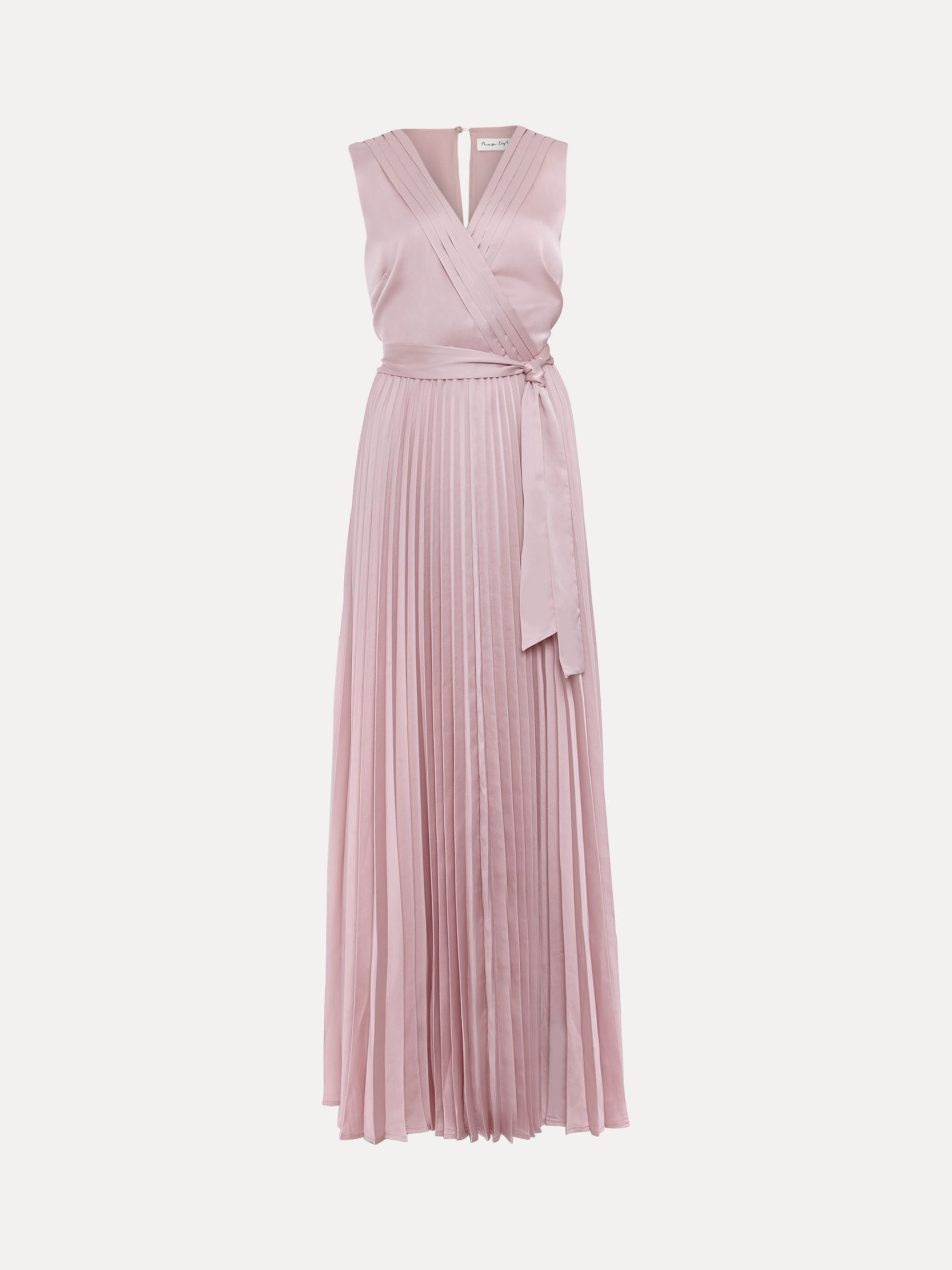 Phase Eight Bonnie Pleated Faux Wrap Maxi Satin Dress, Pink, 6