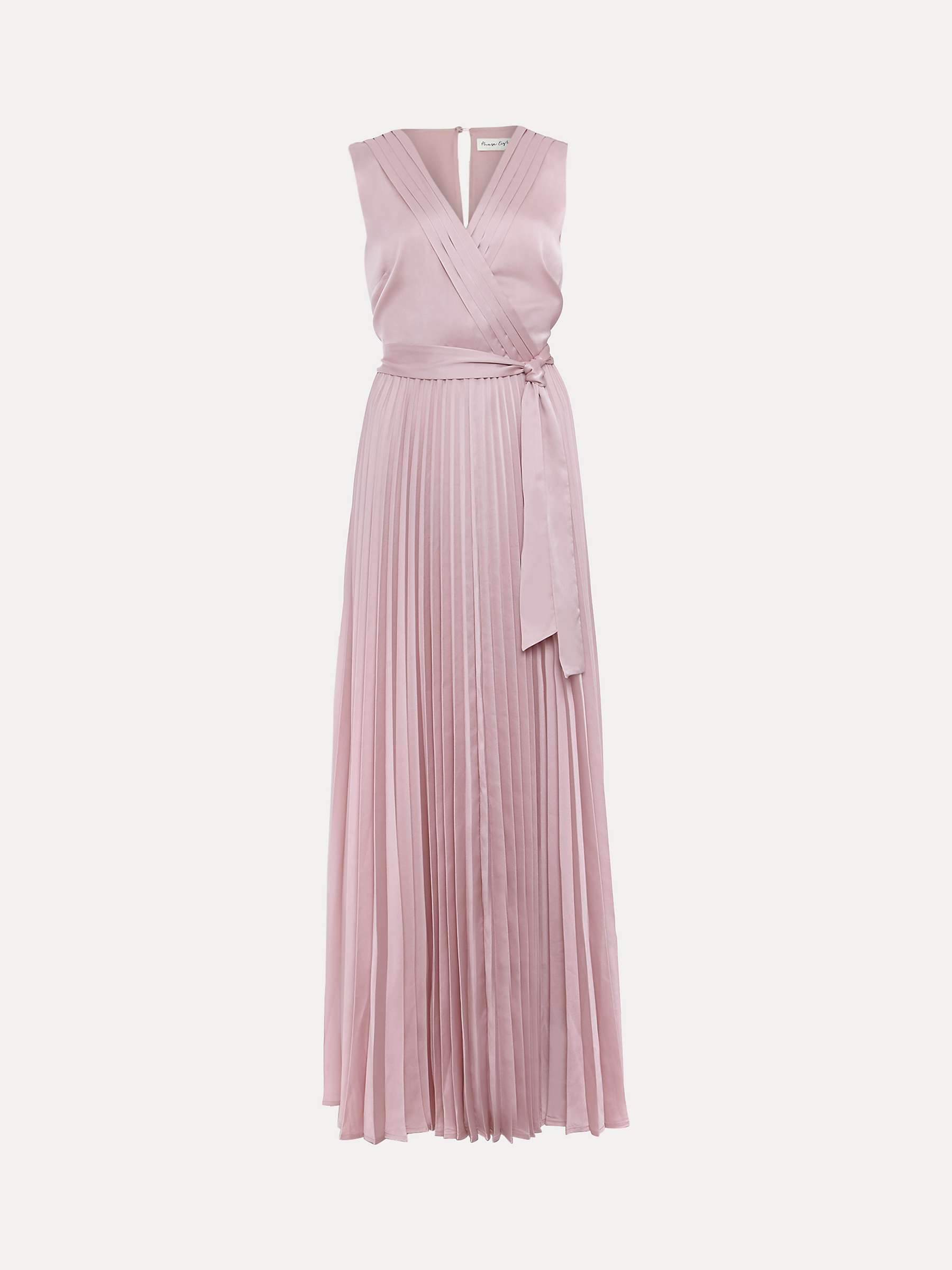 Buy Phase Eight Bonnie Pleated Faux Wrap Maxi Satin Dress, Pink Online at johnlewis.com