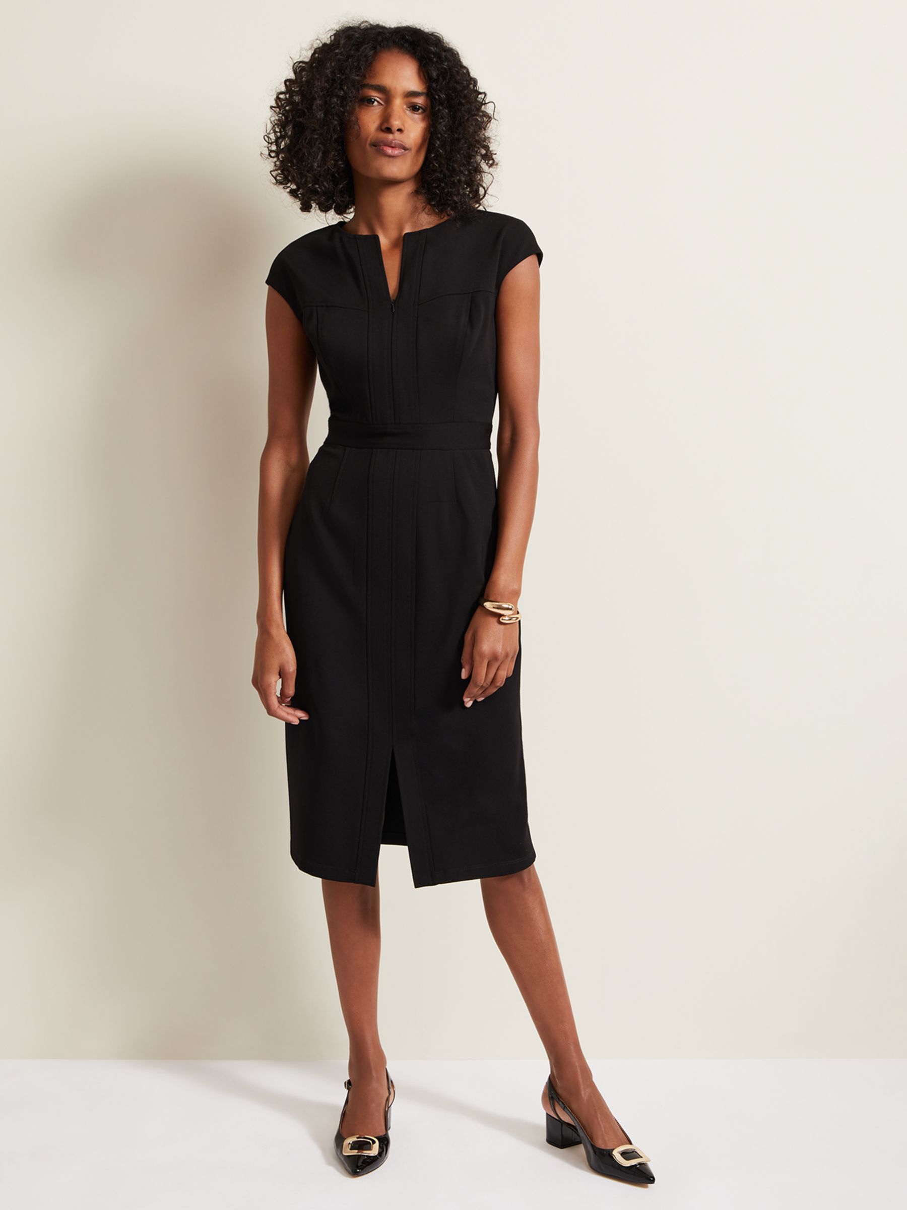 Phase Eight Karmie Ponte Dress, Black at John Lewis & Partners