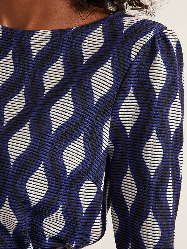 Phase Eight Kelly Geometric Print Midi Dress, Blue