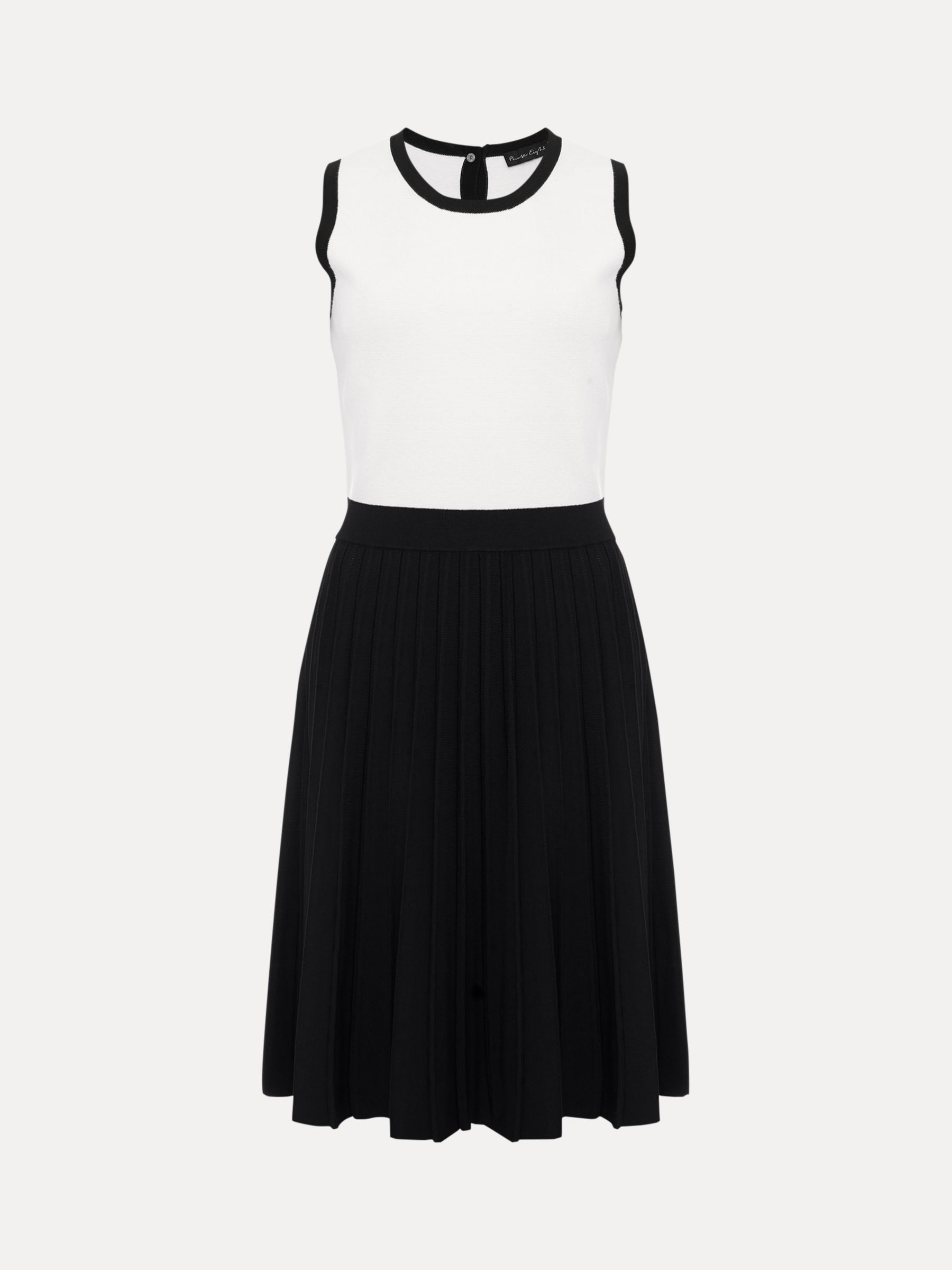 Buy Phase Eight Libby Colour Block Wool Blend Pleated Dress, Black/Ivory Online at johnlewis.com