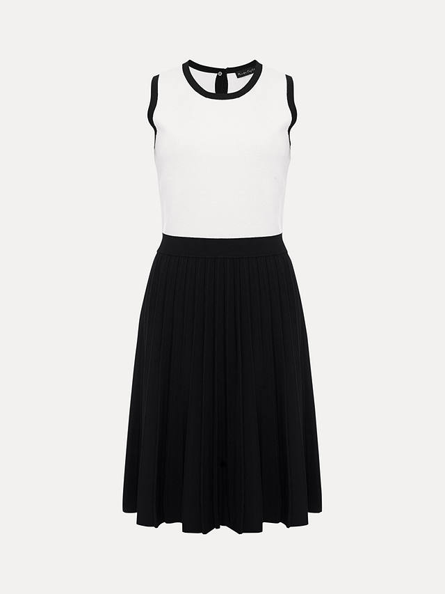 Phase Eight Libby Colour Block Wool Blend Pleated Dress, Black/Ivory