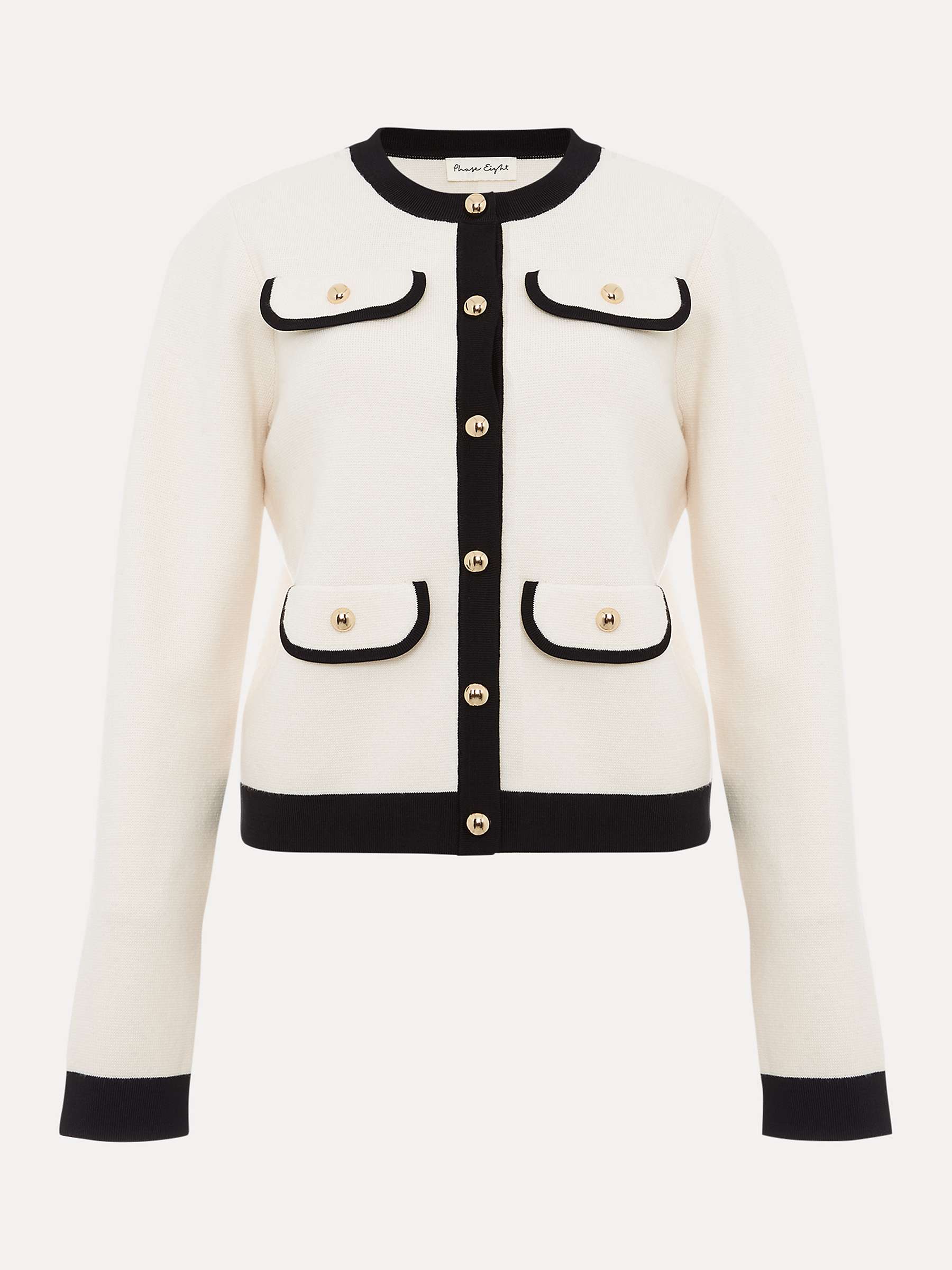 Buy Phase Eight Libby Knit Wool Blend Cardigan, Ivory/Black Online at johnlewis.com