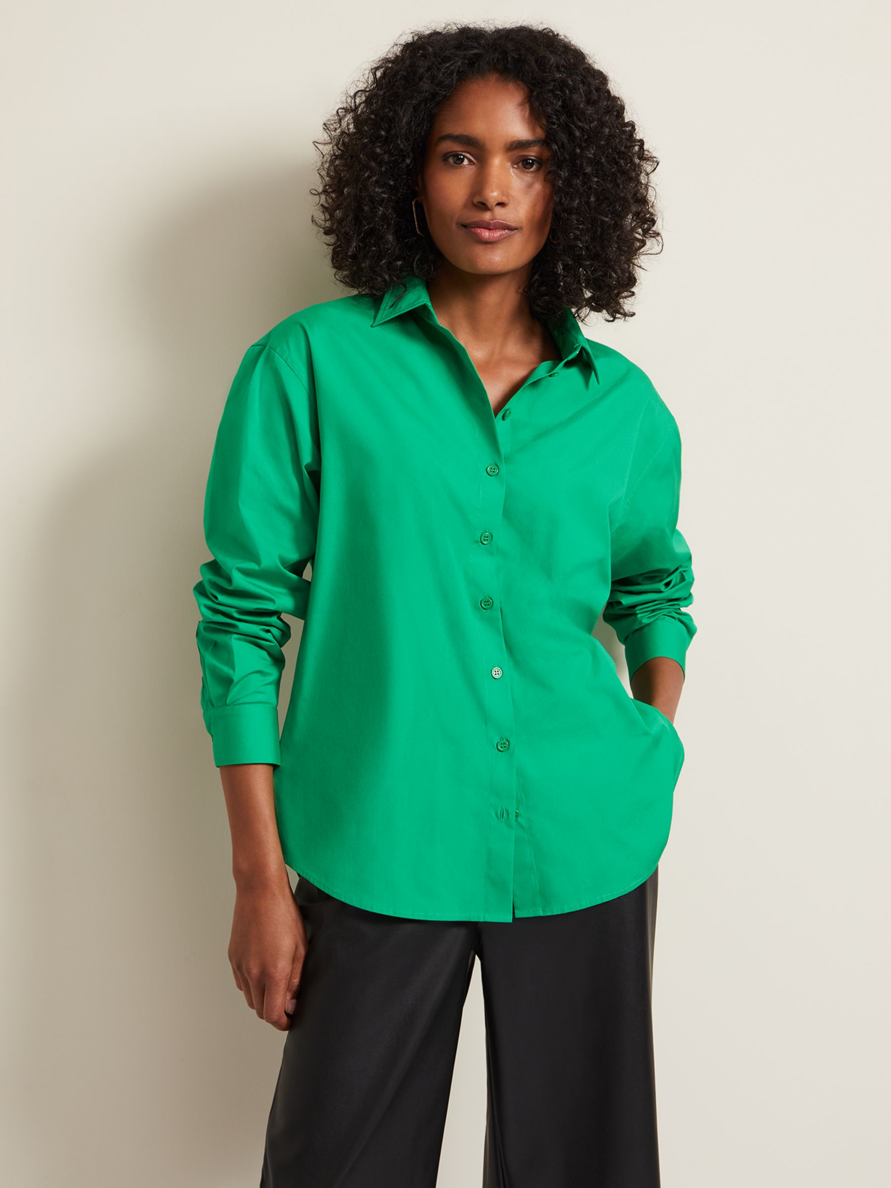 Buy Phase Eight Oversized Cotton Shirt, Green Online at johnlewis.com