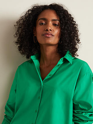 Phase Eight Oversized Cotton Shirt, Green