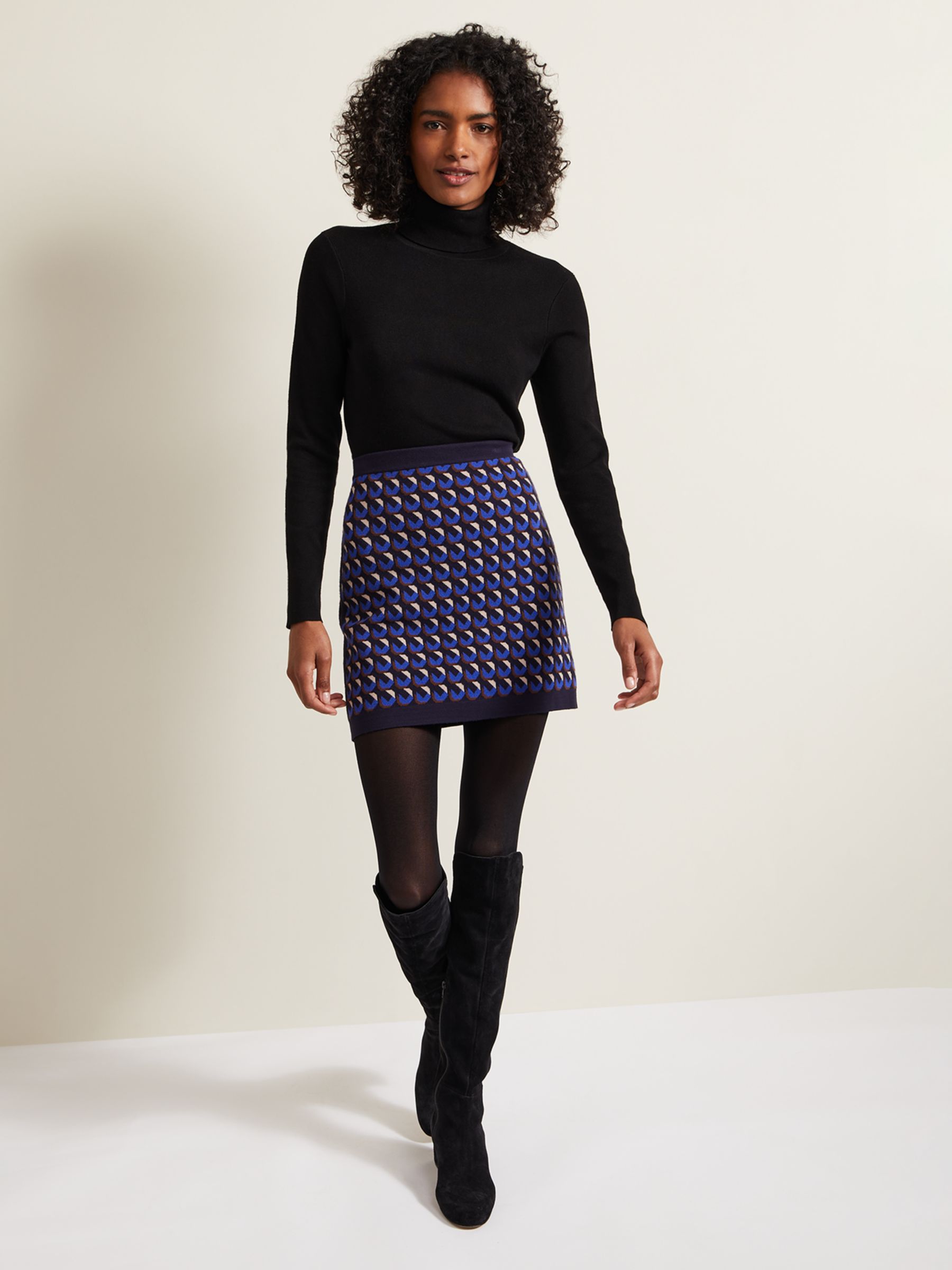 Phase Eight Nicole Geometric Print Knitted Mini Skirt, Multi at John ...