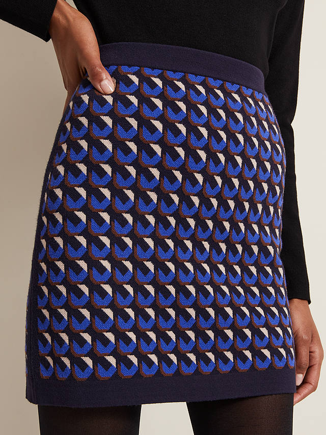 Phase Eight Nicole Geometric Print Knitted Mini Skirt, Multi