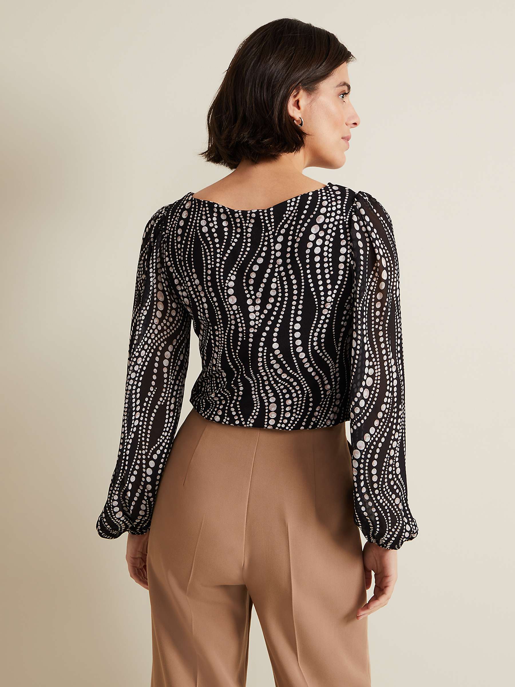 Buy Phase Eight Patricia Pearl Print Blouse, Black Online at johnlewis.com