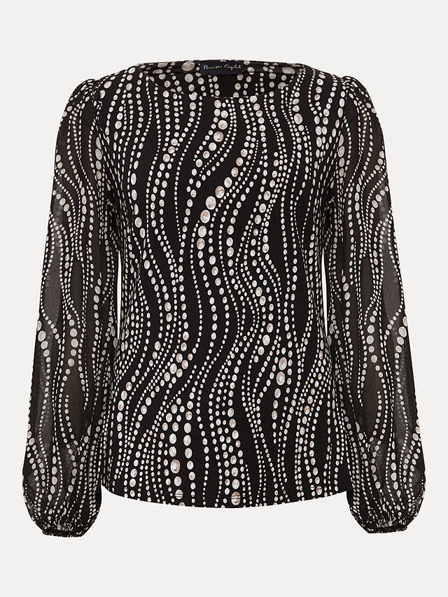 Phase Eight Patricia Pearl Print Blouse, Black