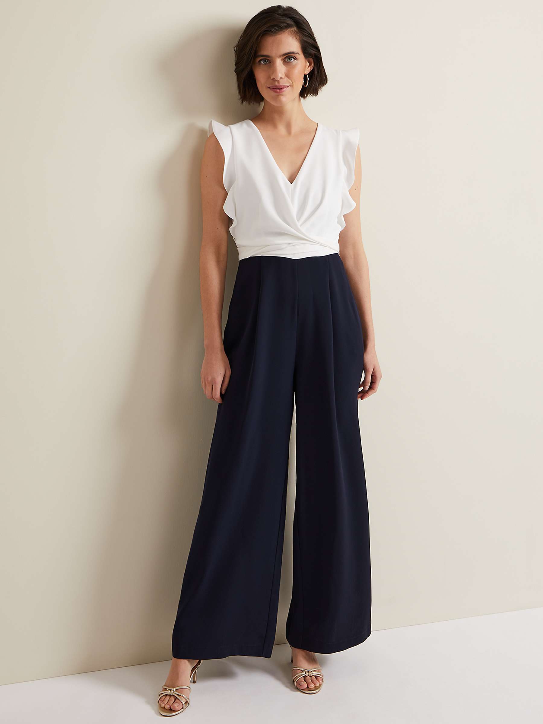 Buy Phase Eight Ayla Colour Block Wide Leg Jumpsuit, Navy/Ivory Online at johnlewis.com