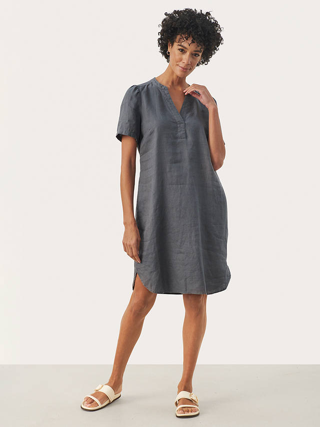 Part Two Aminase Linen Short Sleeve Pocket Dress, Turbulence