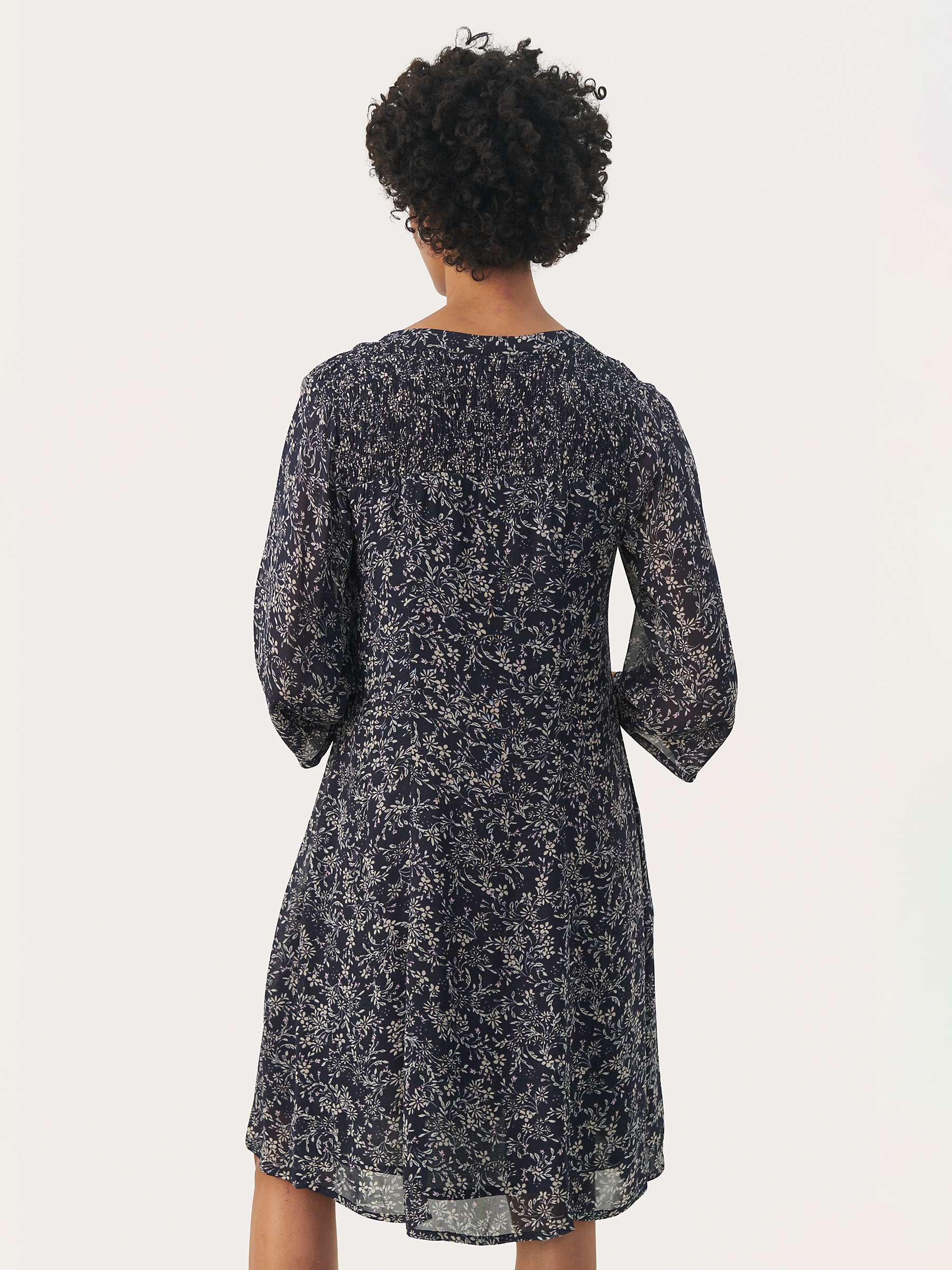 Buy Part Two Elka Floral Chiffon 3/4 Sleeve Dress, Dark Navy Online at johnlewis.com