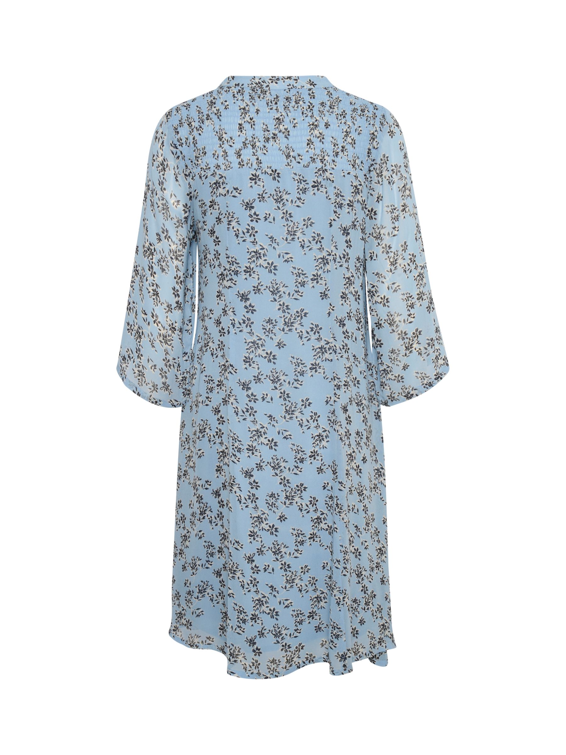 Buy Part Two Elka Floral Chiffon 3/4 Sleeve Dress, Faded Denim Online at johnlewis.com