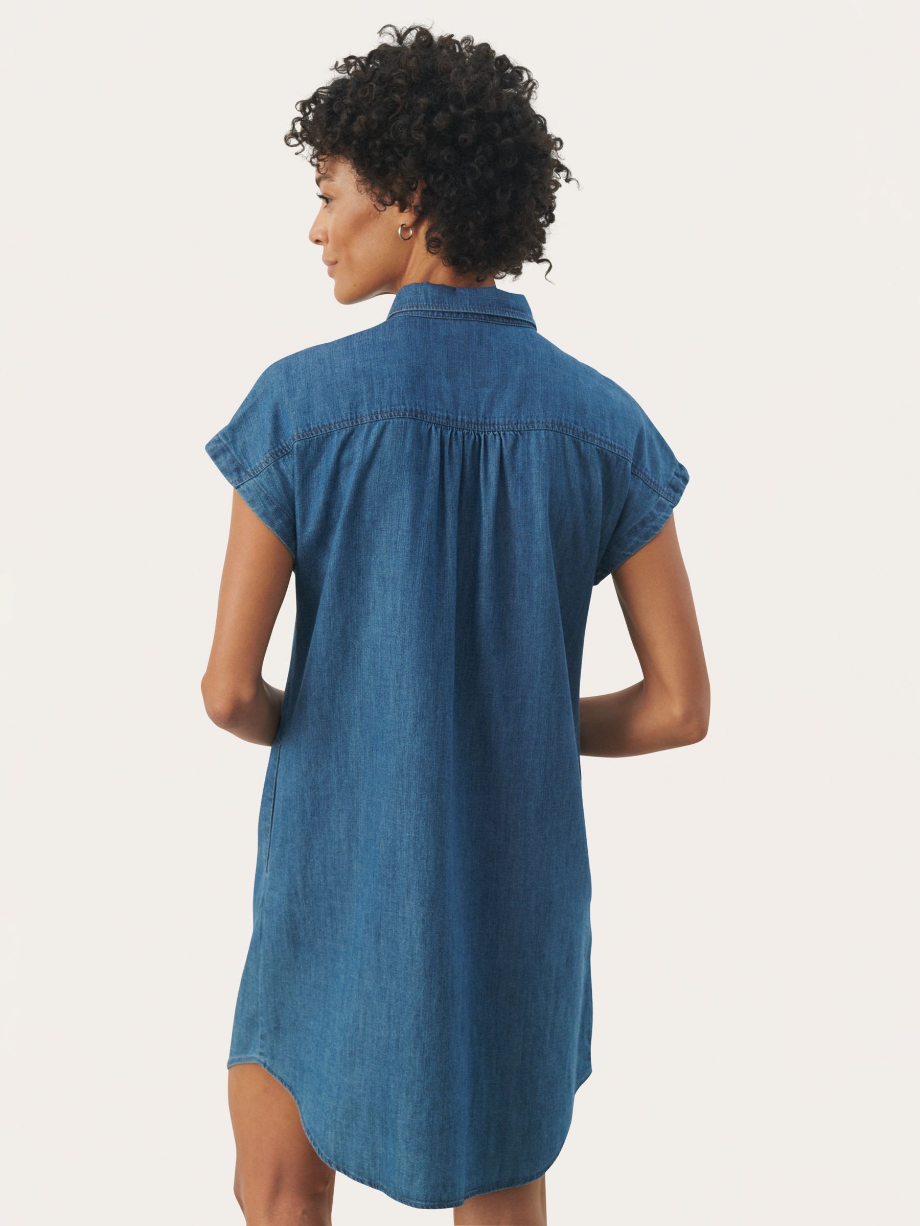 Part Two Ellena Short Sleeve Denim Shirt Dress, Medium Blue Denim, 8