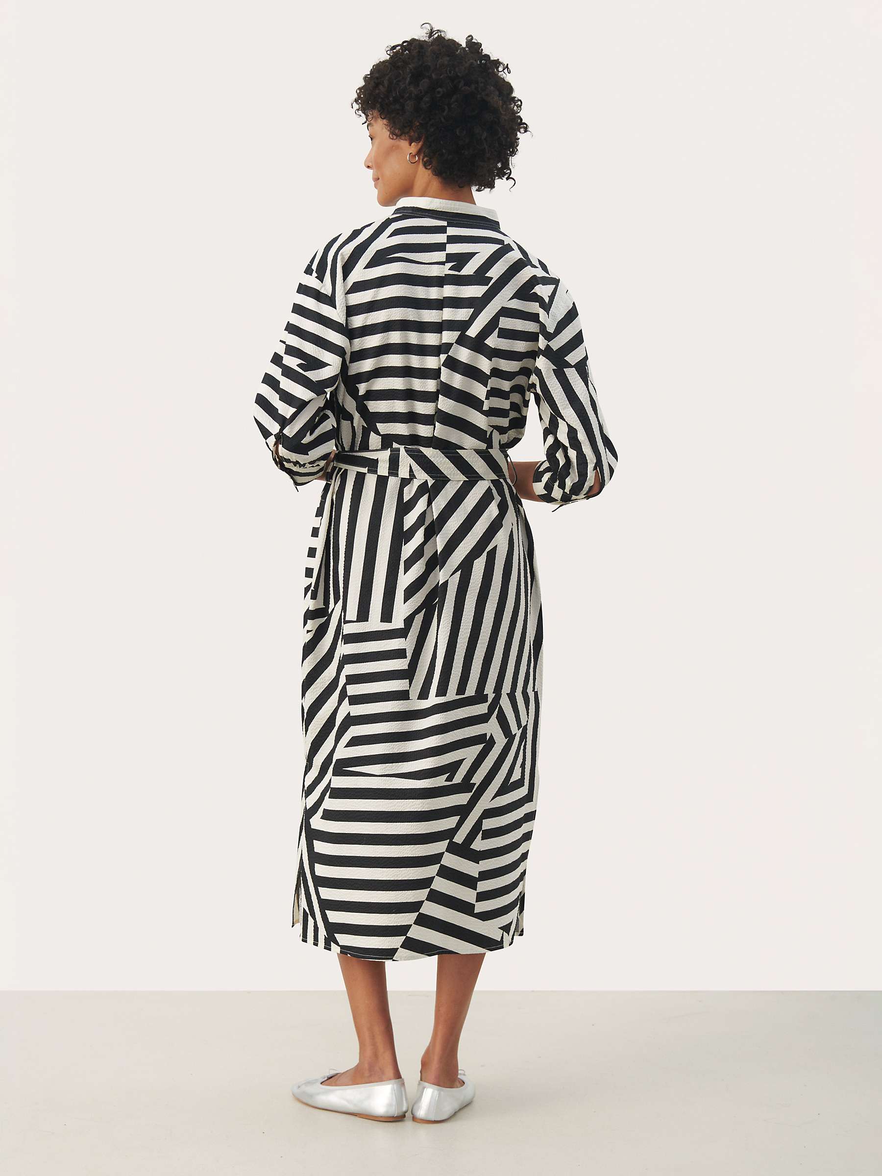 Buy Part Two Ena Patchwork Stripe Midi Dress, Dark Navy/Ivory Online at johnlewis.com