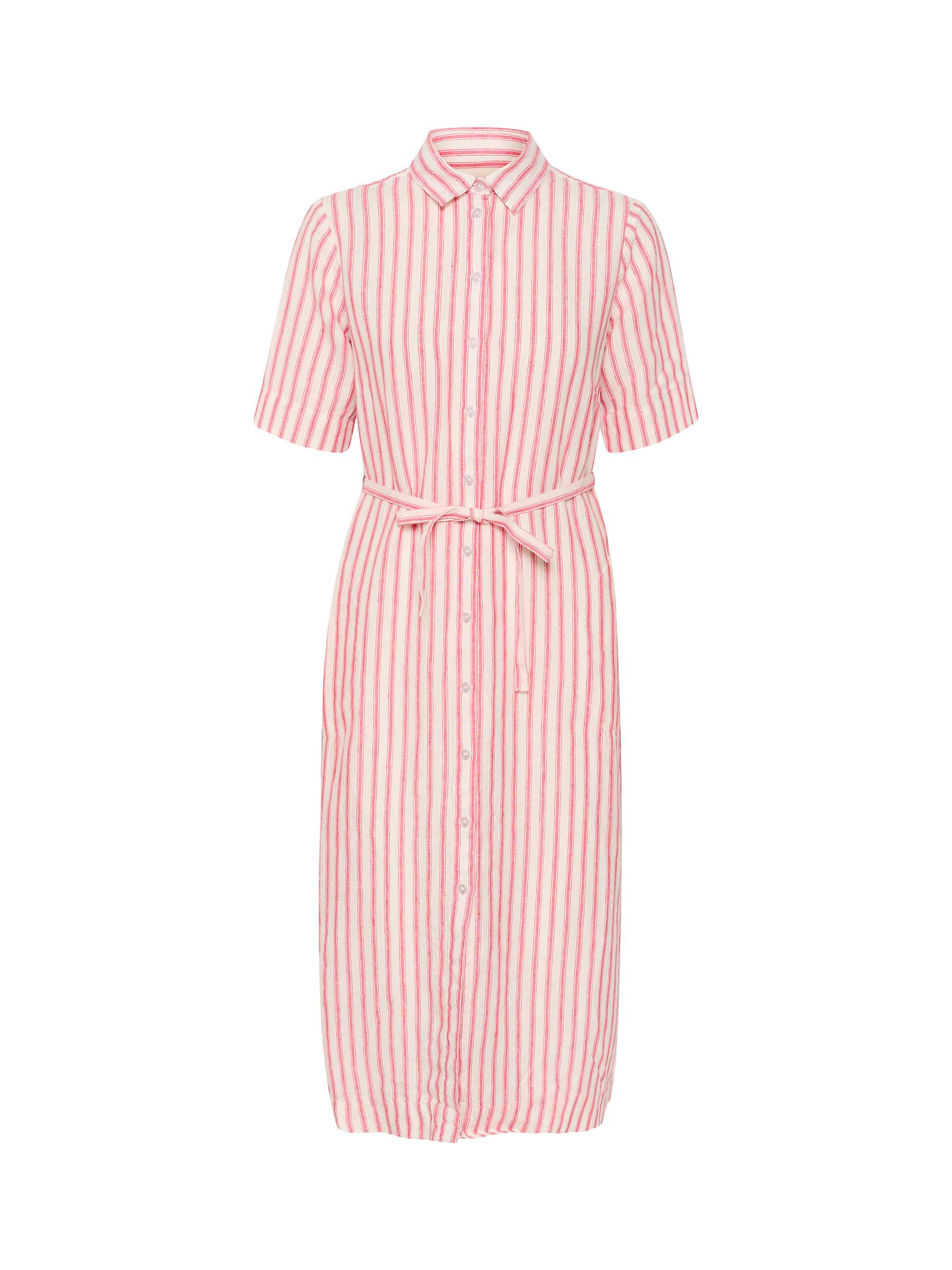 Buy Part Two Emmalou Linen Short Sleeve Shirt Dress, Claret Red Stripe Online at johnlewis.com