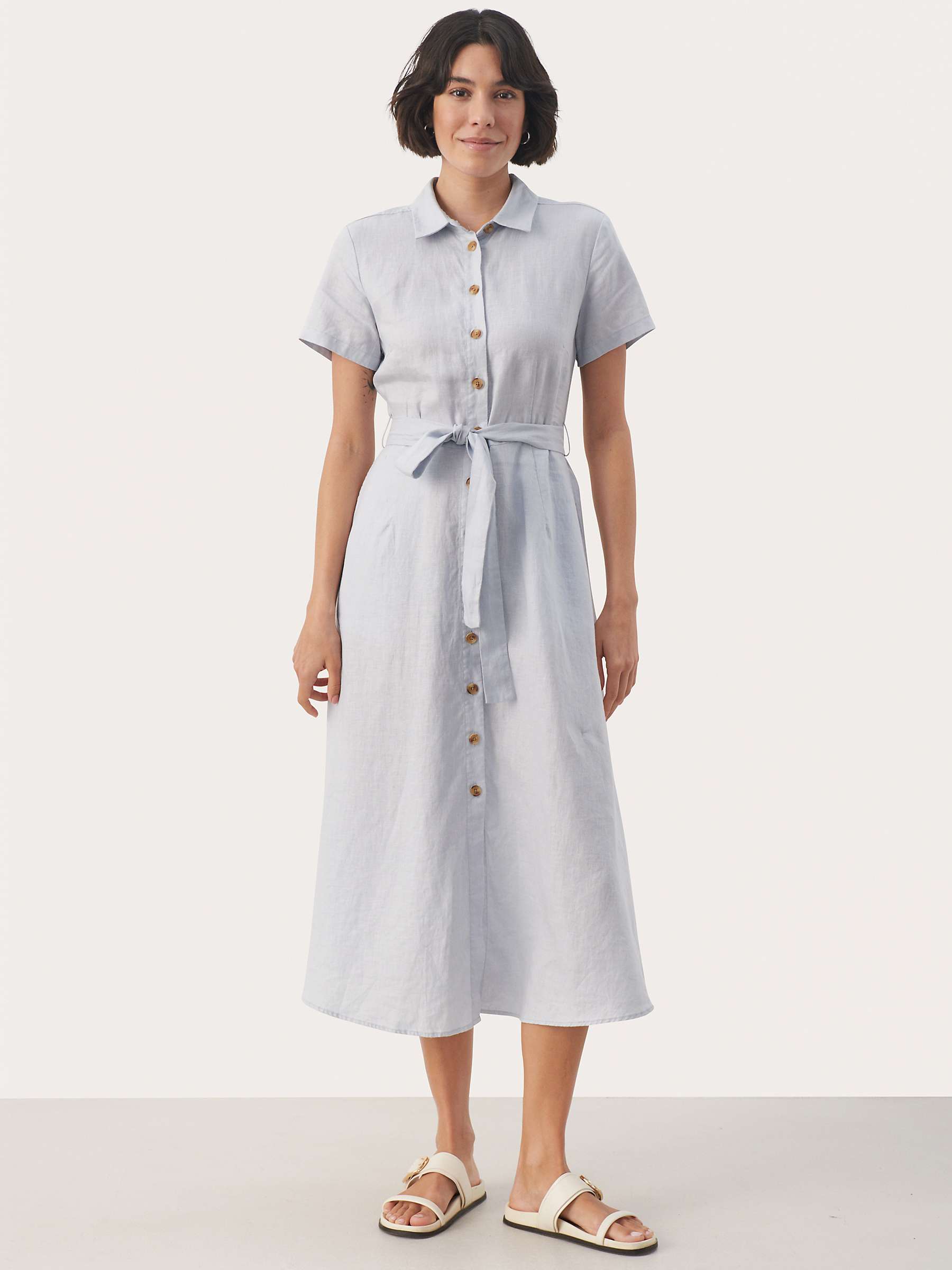 Buy Part Two Eflin Linen Shirt Midi Dress, Gray Dawn Online at johnlewis.com