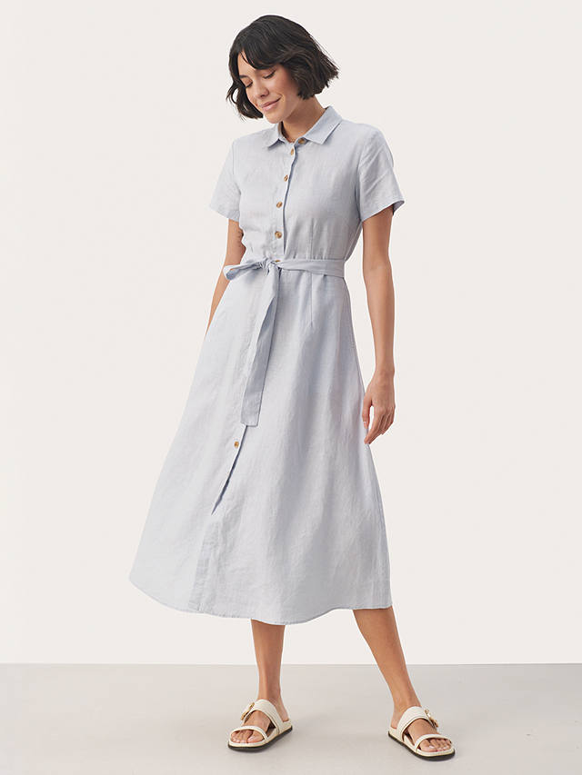 Part Two Eflin Linen Shirt Midi Dress, Gray Dawn