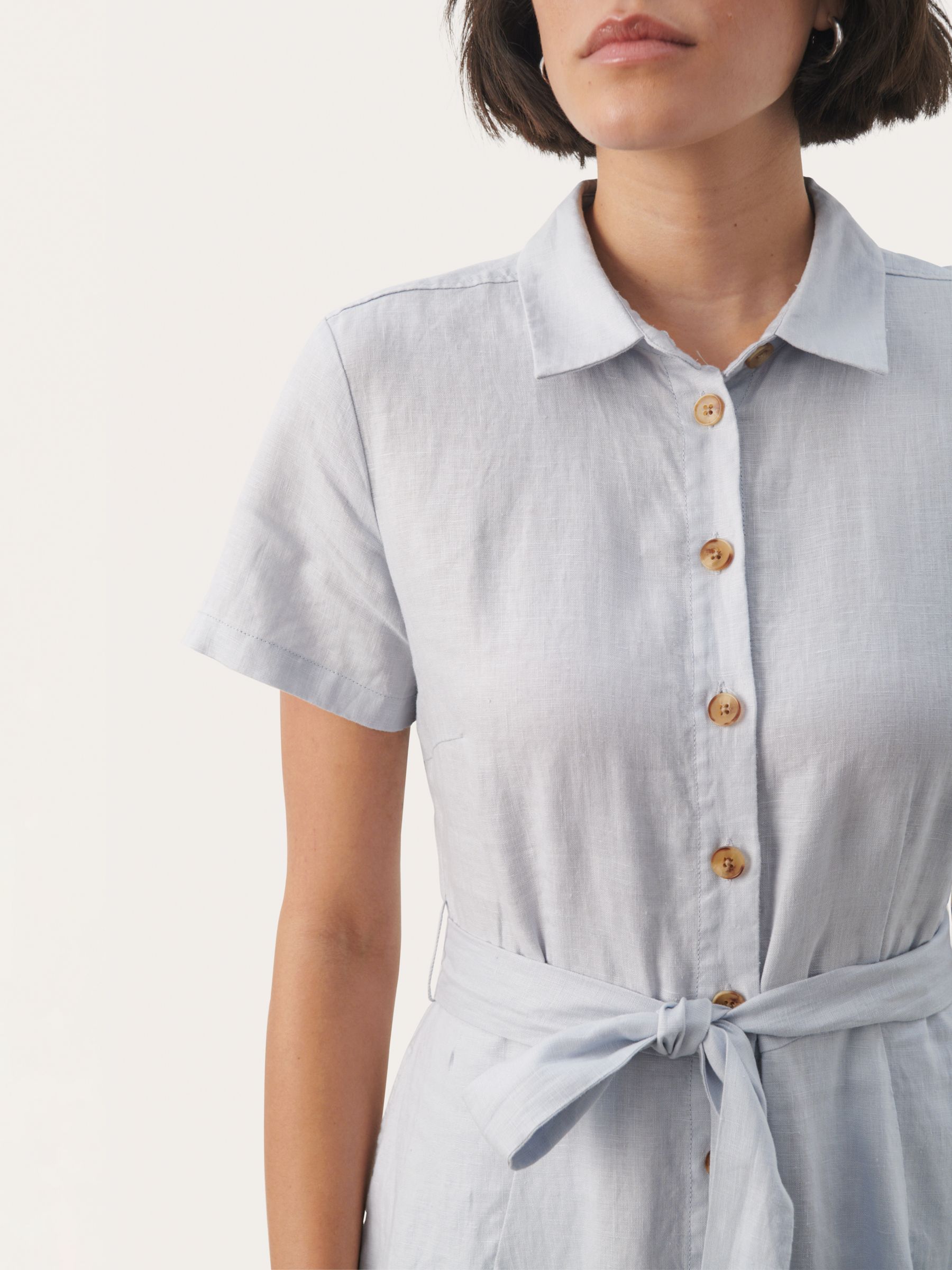 Part Two Eflin Linen Shirt Midi Dress, Gray Dawn, 16