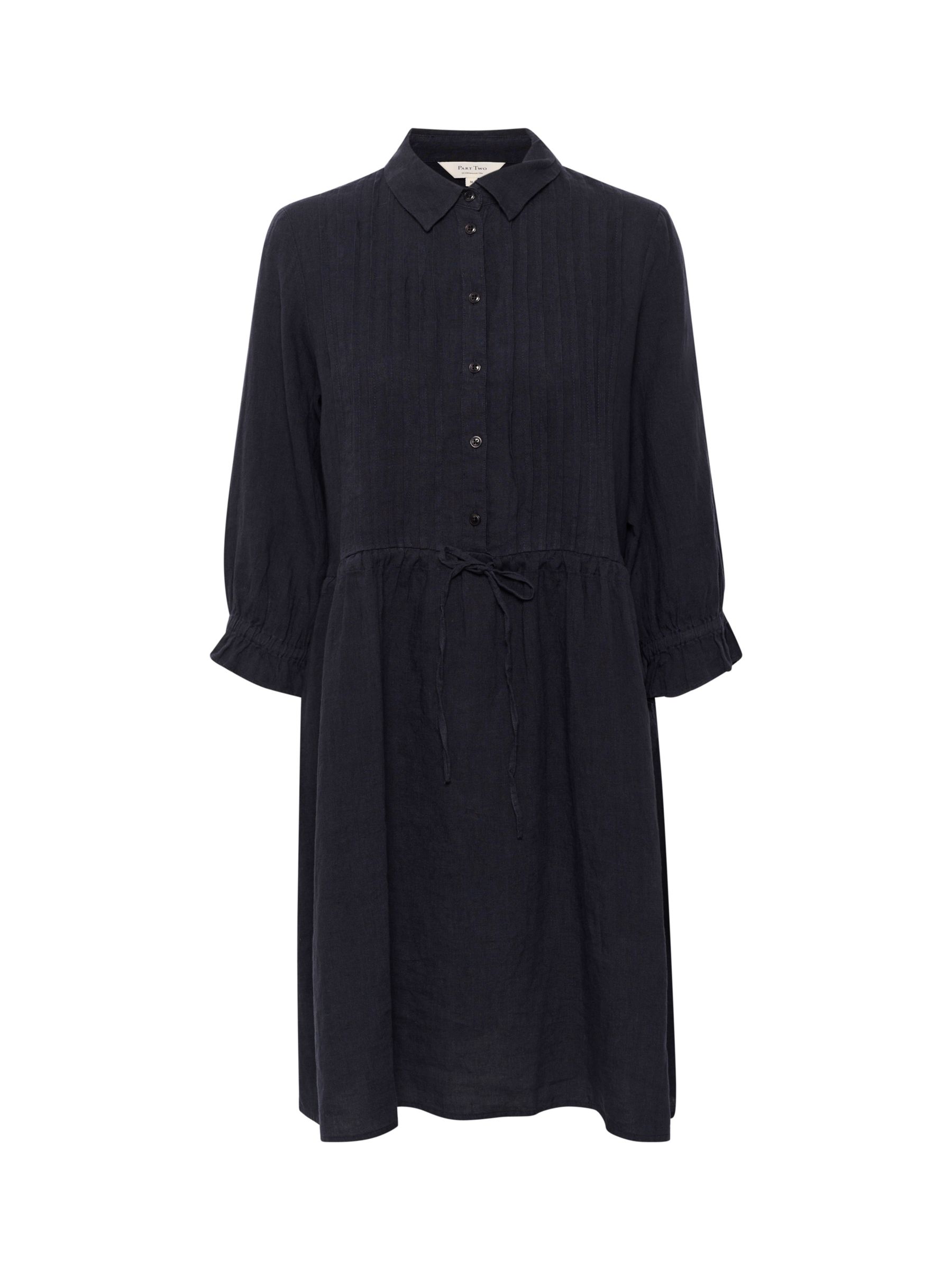 Part Two Sallie Linen Shirt Dress, Dark Navy, 12