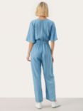 Part Two Adrienne Half Sleeve Belted Jumpsuit, Medium Blue