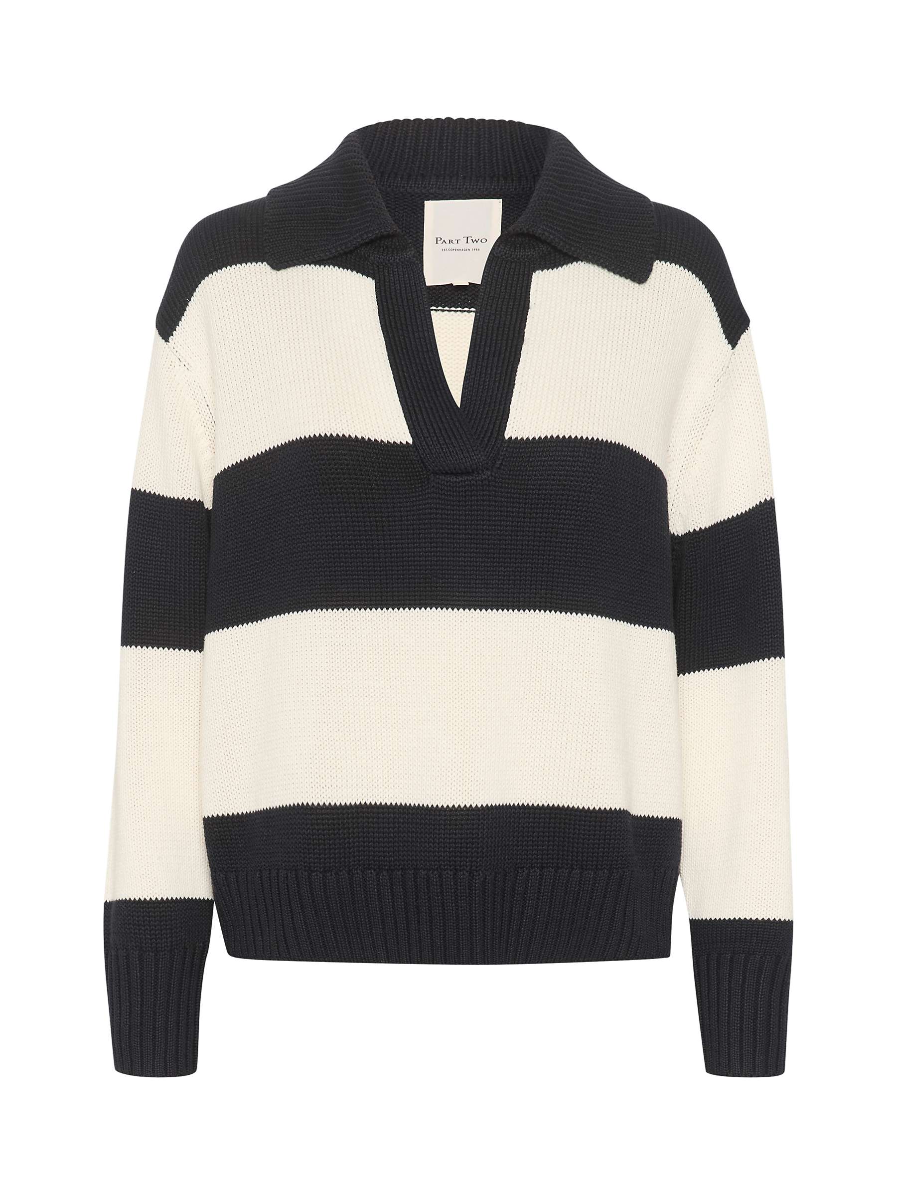 Buy Part Two Elinda Johnny Collar Striped Jumper, Navy/White Online at johnlewis.com