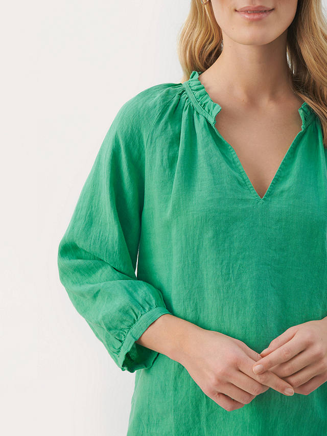 Part Two Elody Linen Blouse, Green Spruce