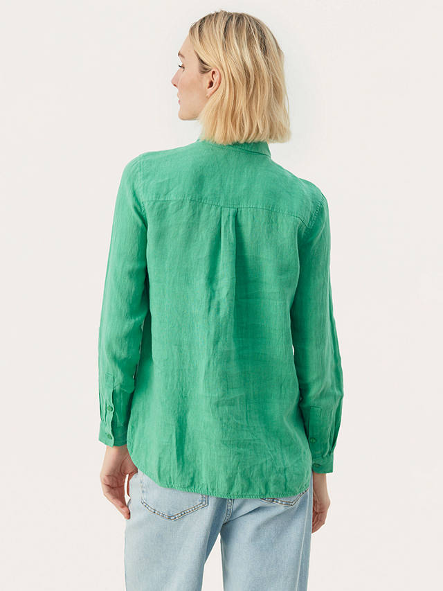 Part Two Kivas Linen Regular Fit Long Sleeve Shirt, Green Spruce