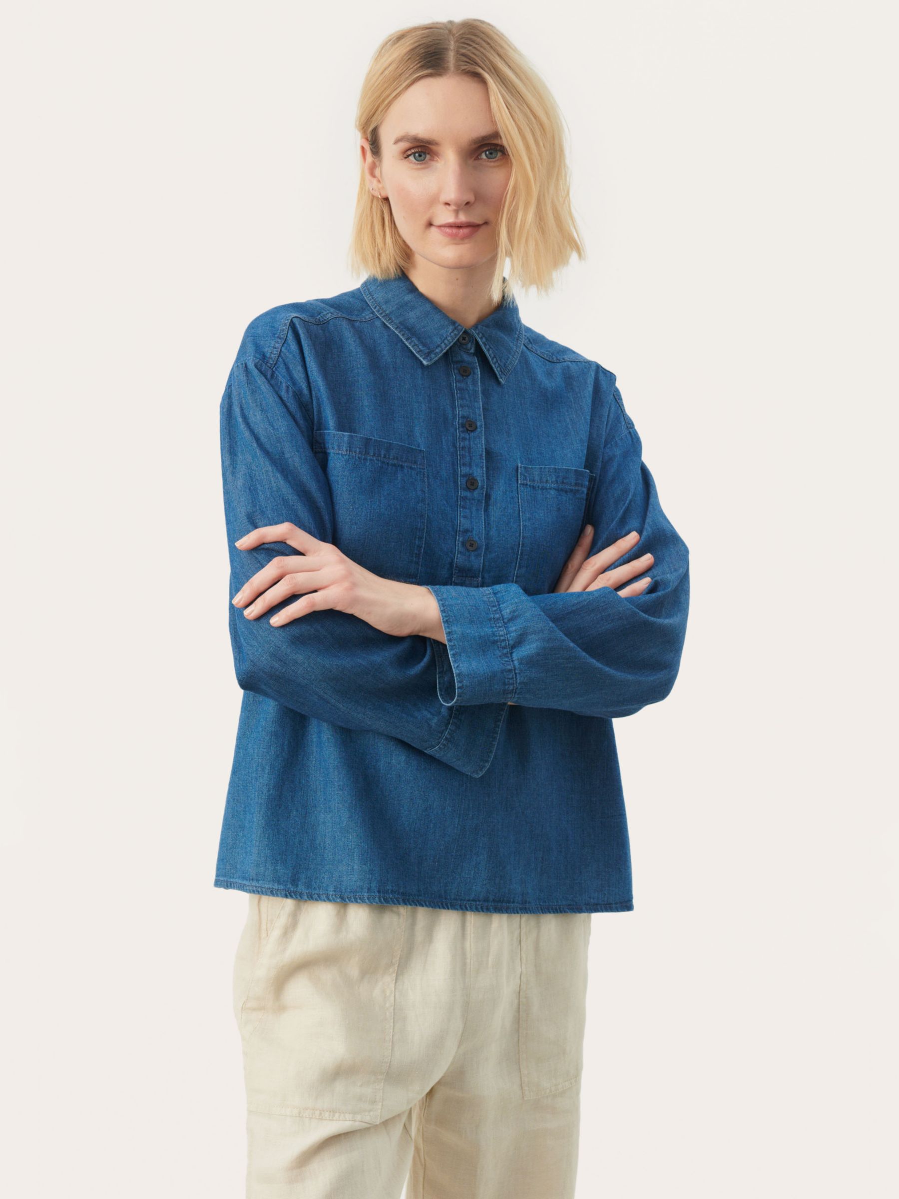 Part Two Emmarose Denim Shirt, Blue at John Lewis & Partners