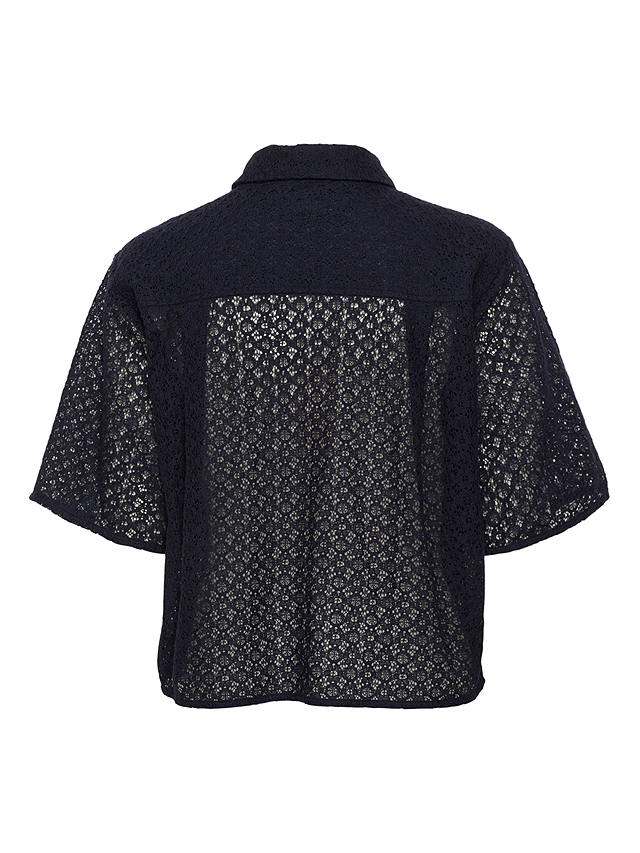 Part Two Ezra Half Sleeve Cotton Lace Shirt, Dark Navy