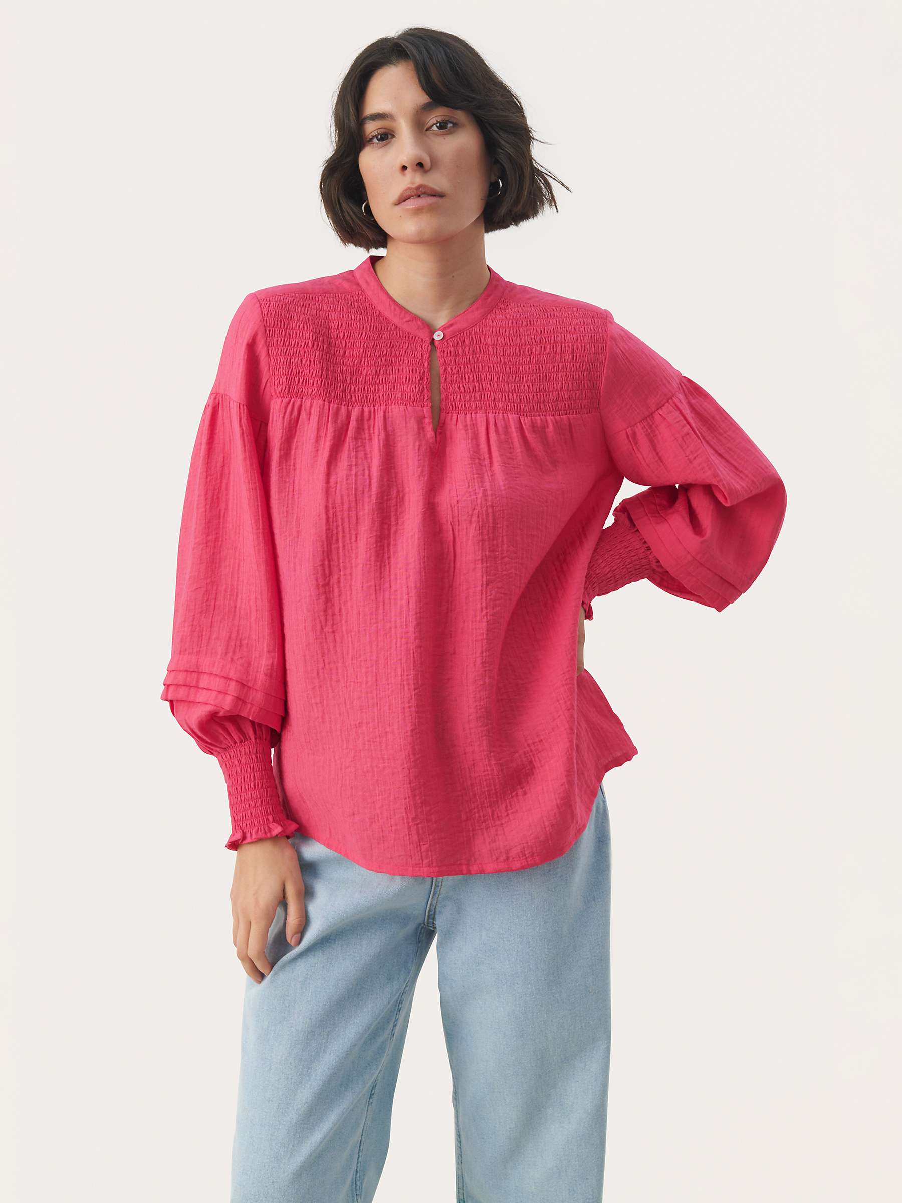 Buy Part Two Cafias Ecovero Bishop Sleeve Blouse, Claret Red Online at johnlewis.com