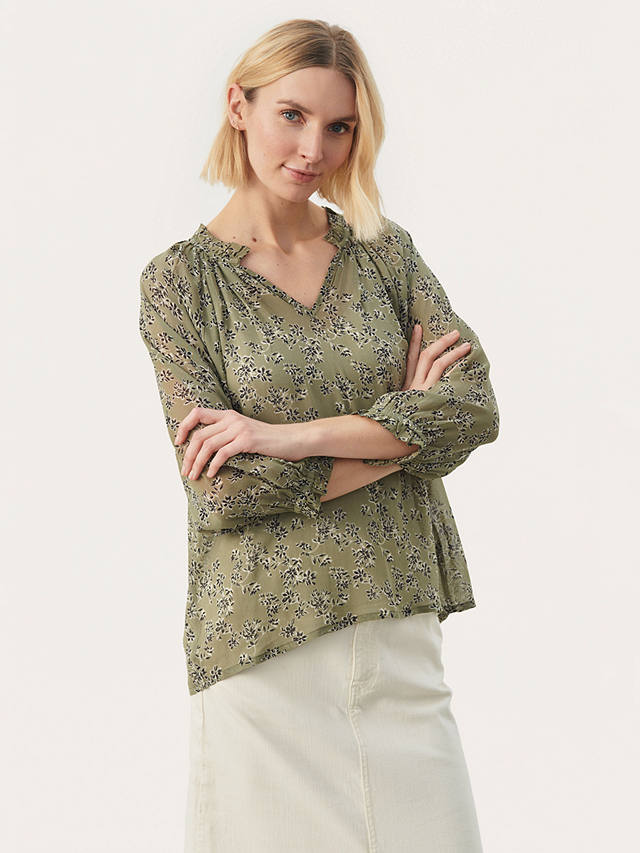 Part Two Elsia Casual Fit 3/4 Sleeve Blouse, Vetiver
