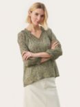 Part Two Elsia Casual Fit 3/4 Sleeve Blouse, Vetiver, Vetiver