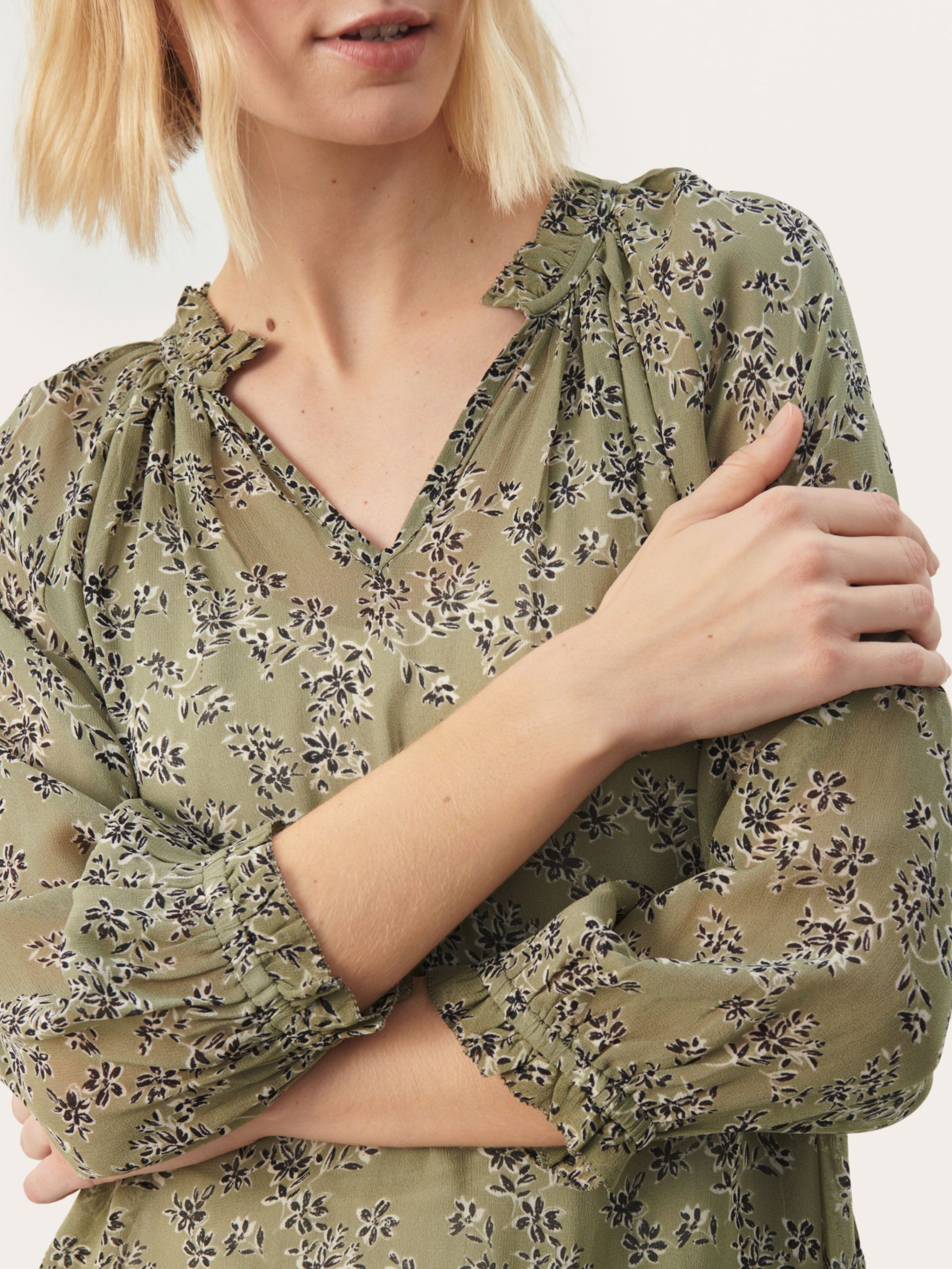 Buy Part Two Elsia Casual Fit 3/4 Sleeve Blouse, Vetiver Online at johnlewis.com
