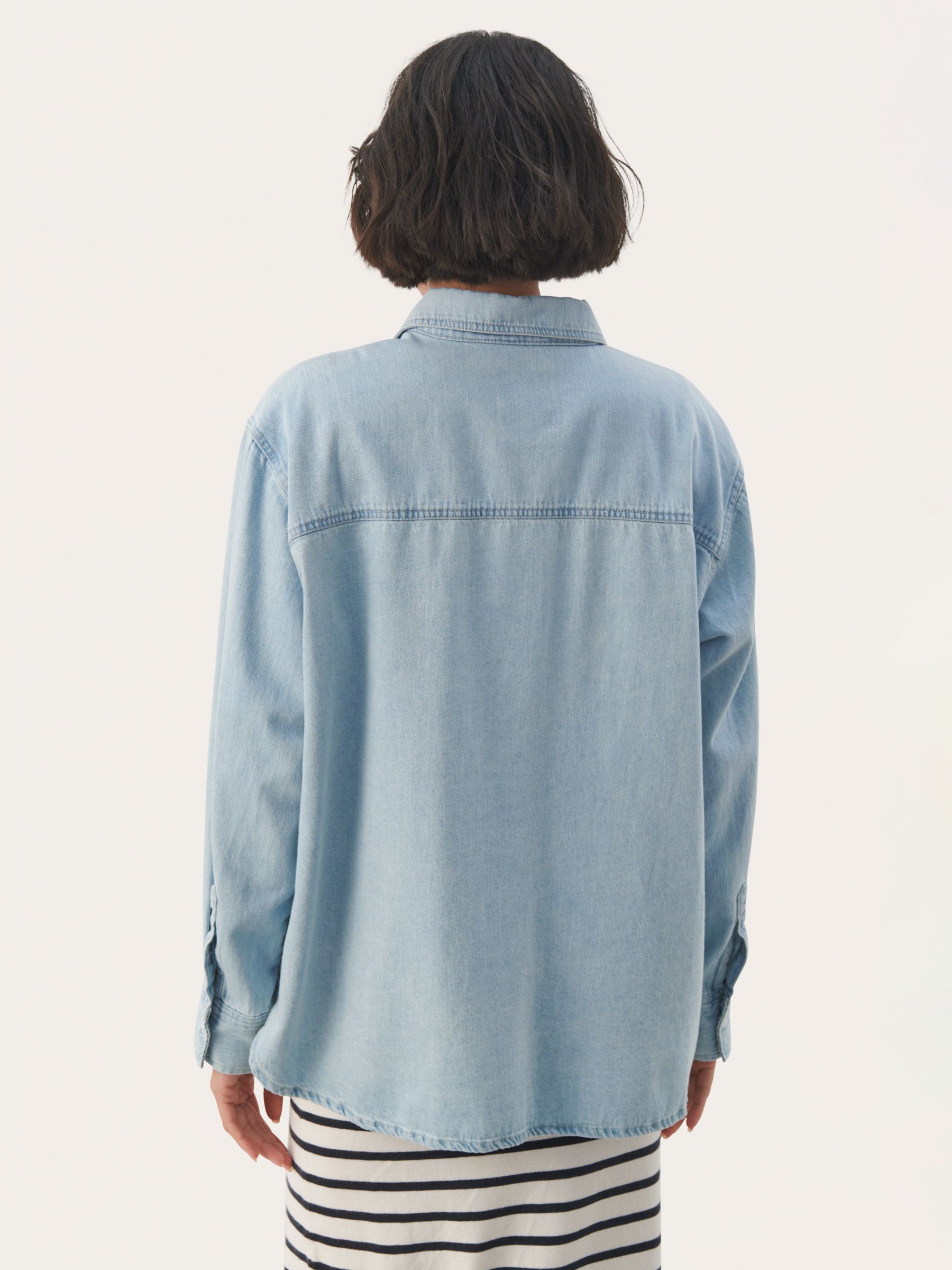 Buy Part Two Collette Long Sleeve Denim Shirt, Whiteish Blue Online at johnlewis.com