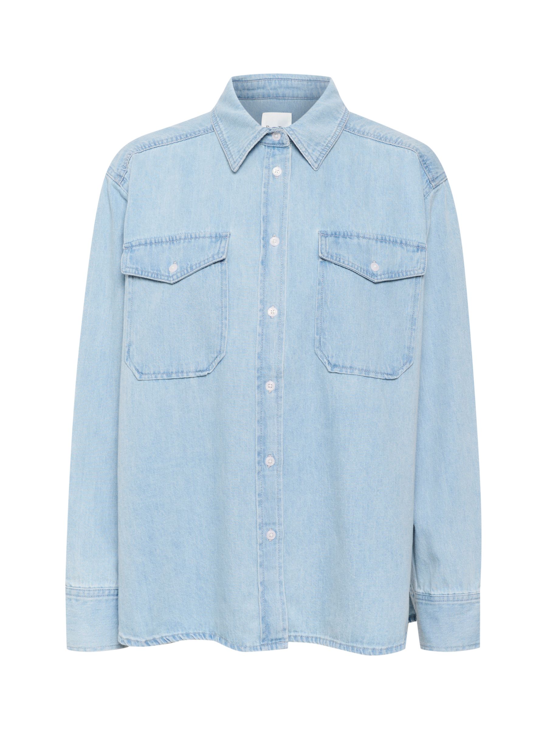 Part Two Collette Long Sleeve Denim Shirt, Whiteish Blue at John Lewis ...