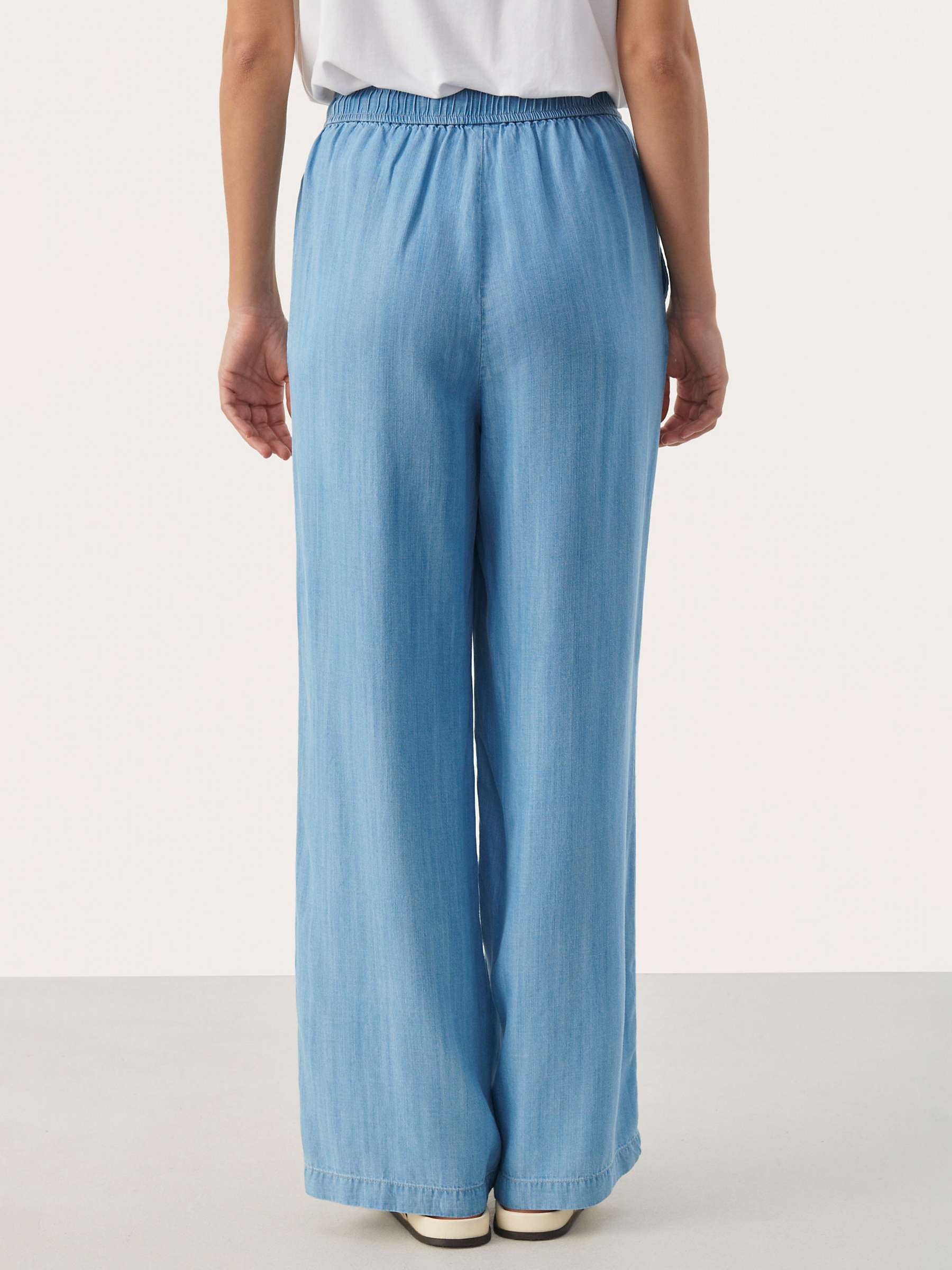 Buy Part Two Cibell Wide Leg Elastic Waist Trousers, Medium Blue Online at johnlewis.com