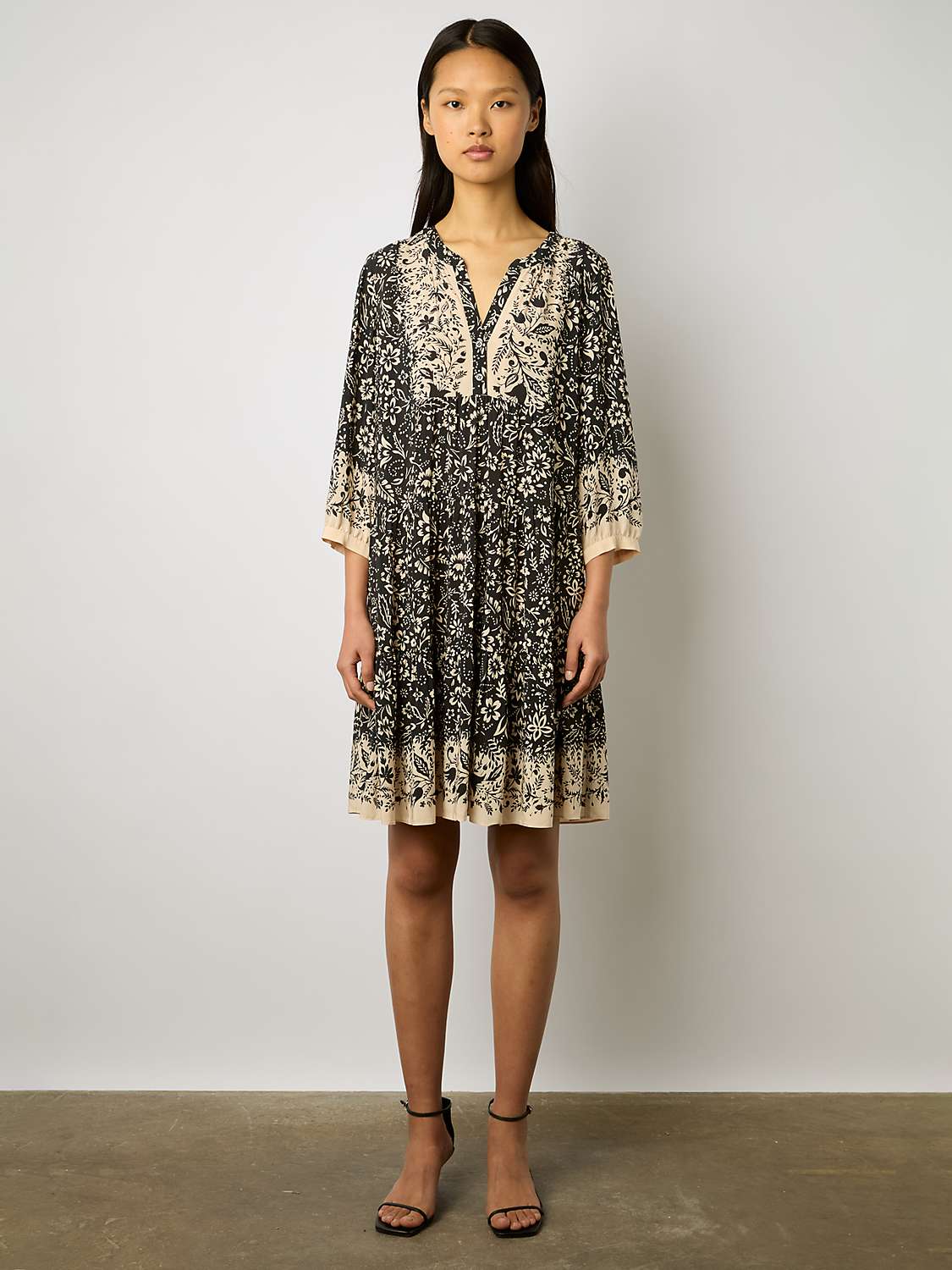 Buy Gerard Darel Eliette Floral Print Dress, Black/Beige Online at johnlewis.com