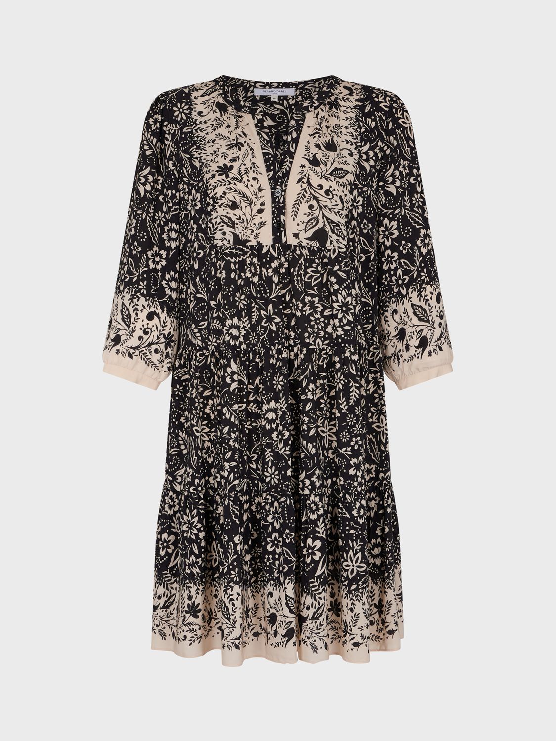 Gerard Darel Eliette Floral Print Dress, Black/Beige at John Lewis ...