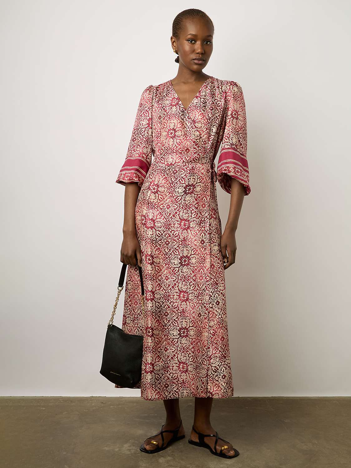 Buy Gerard Darel Edenn Silk Midi Dress, Red Online at johnlewis.com