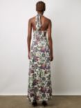 Gerard Darel Elwina Botanical Print Halterneck Maxi Dress, Ecru/Multi