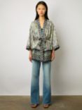Gerard Darel Brunella Floral Silk Kimono, Indigo/Multi, Indigo/Multi