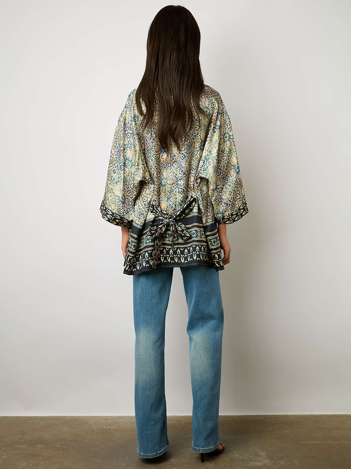 Buy Gerard Darel Brunella Floral Silk Kimono, Indigo/Multi Online at johnlewis.com
